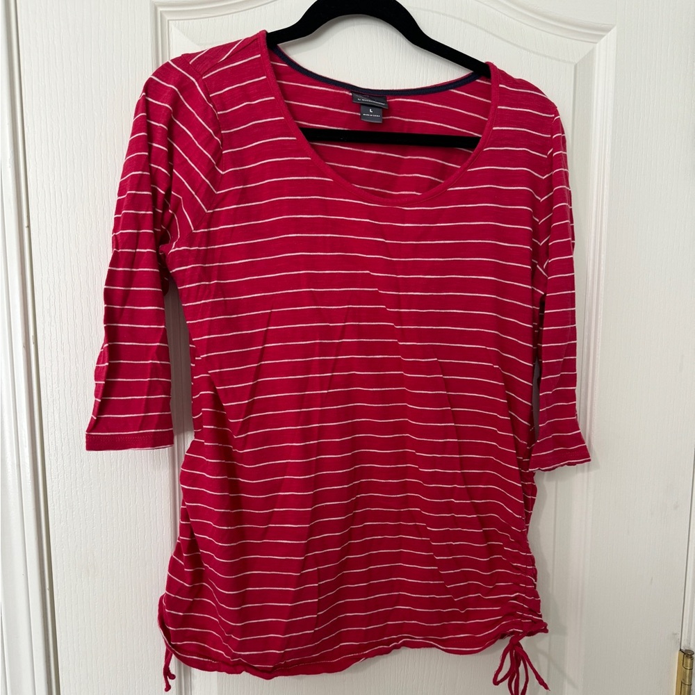 Oh Baby by Motherhood large red and white striped maternity top